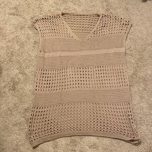 SHEIN Tan Crochet Crew Neck Sweater
